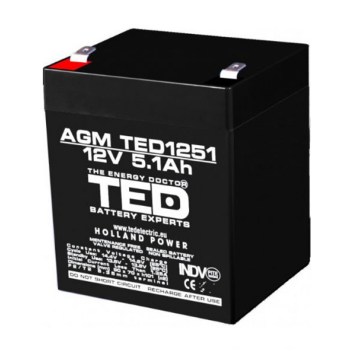 Acumulator pentru masinute electrice 12V/5.1Ah AGM VRLA F2, TED003157