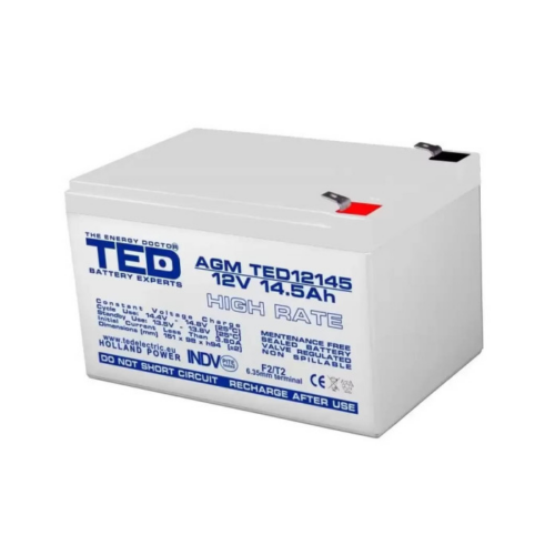 Acumulator pentru masinute electrice 12V/14.5Ah High Rate F2 AGM VRLA TED Electric TED12145
