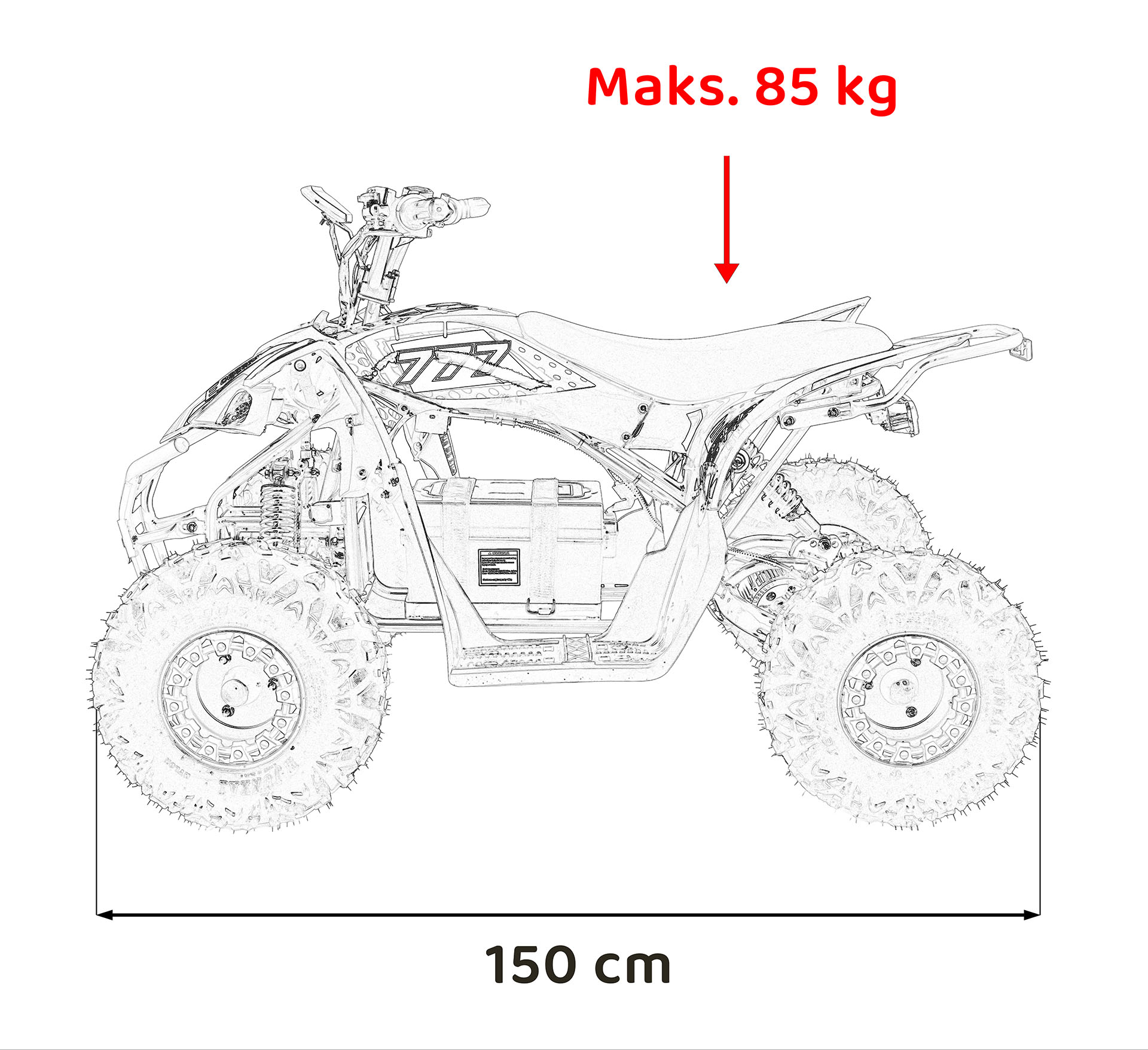 ATV electric pentru copii DESERT STORM LIFT 48V 800W (002) Negru - imagine 7
