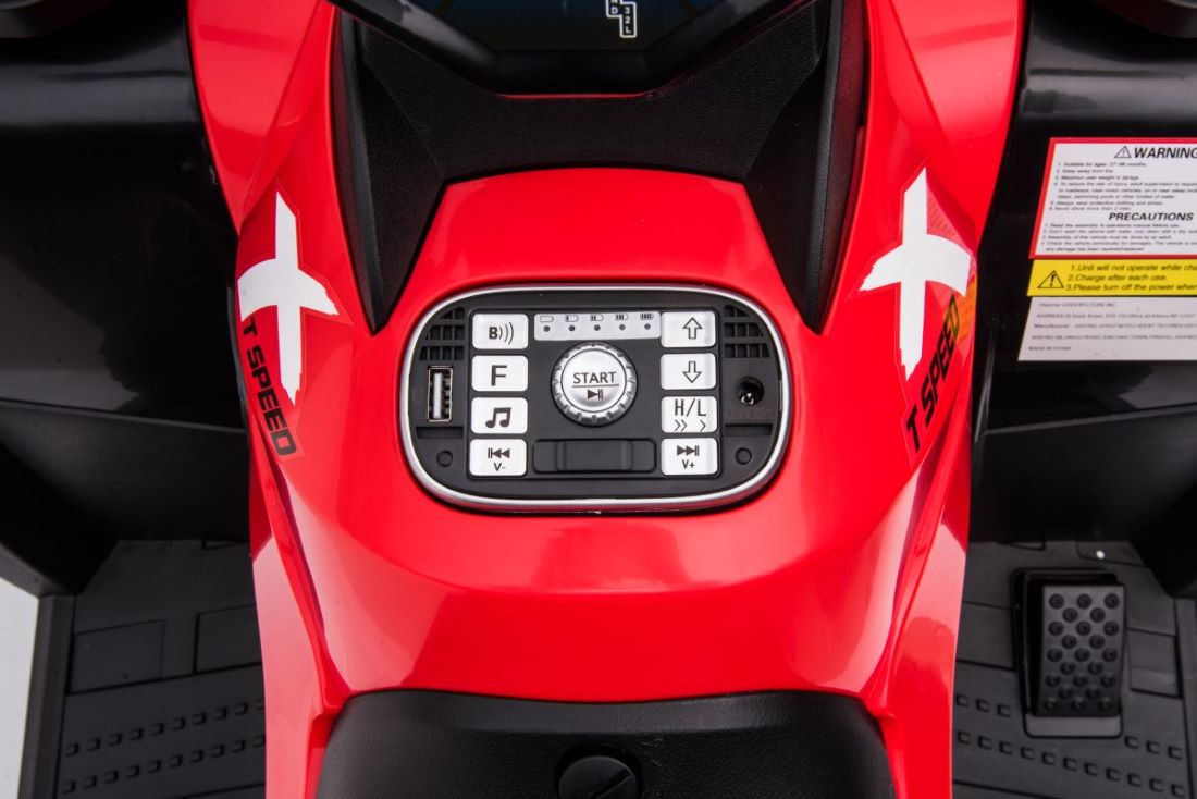 ATV electric pentru copii cu 2 locuri XT-SPEED FAST EDITION 320W 24V 4x4 cu viteza maxima 9km/h si cu cupa detasabila (s615) Rosu - imagine 10