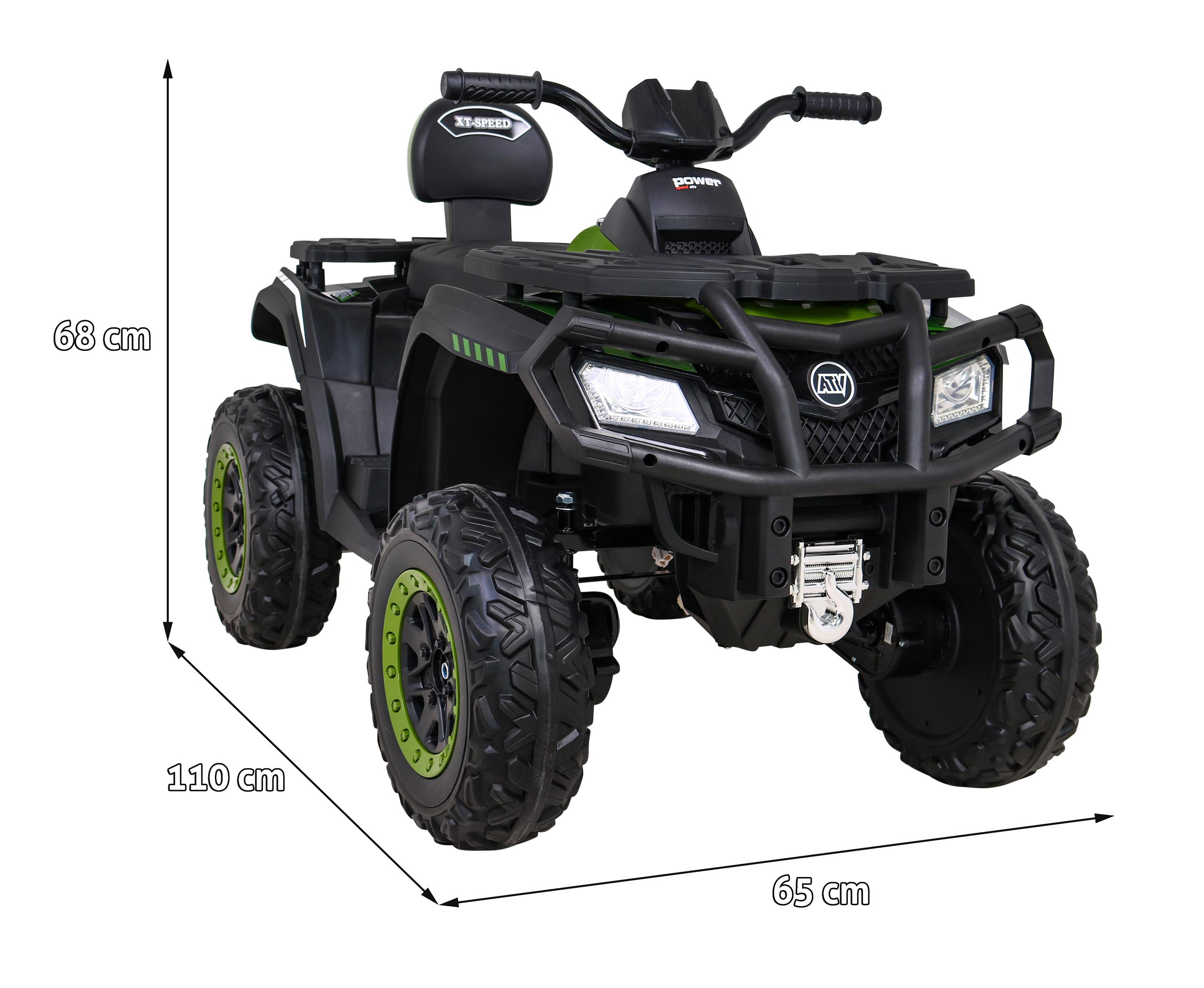 ATV electric pentru copii cu 2 locuri XT-SPEED FAST EDITION 320W 24V 4x4, cu cupa detasabila (S615) Verde - imagine 7