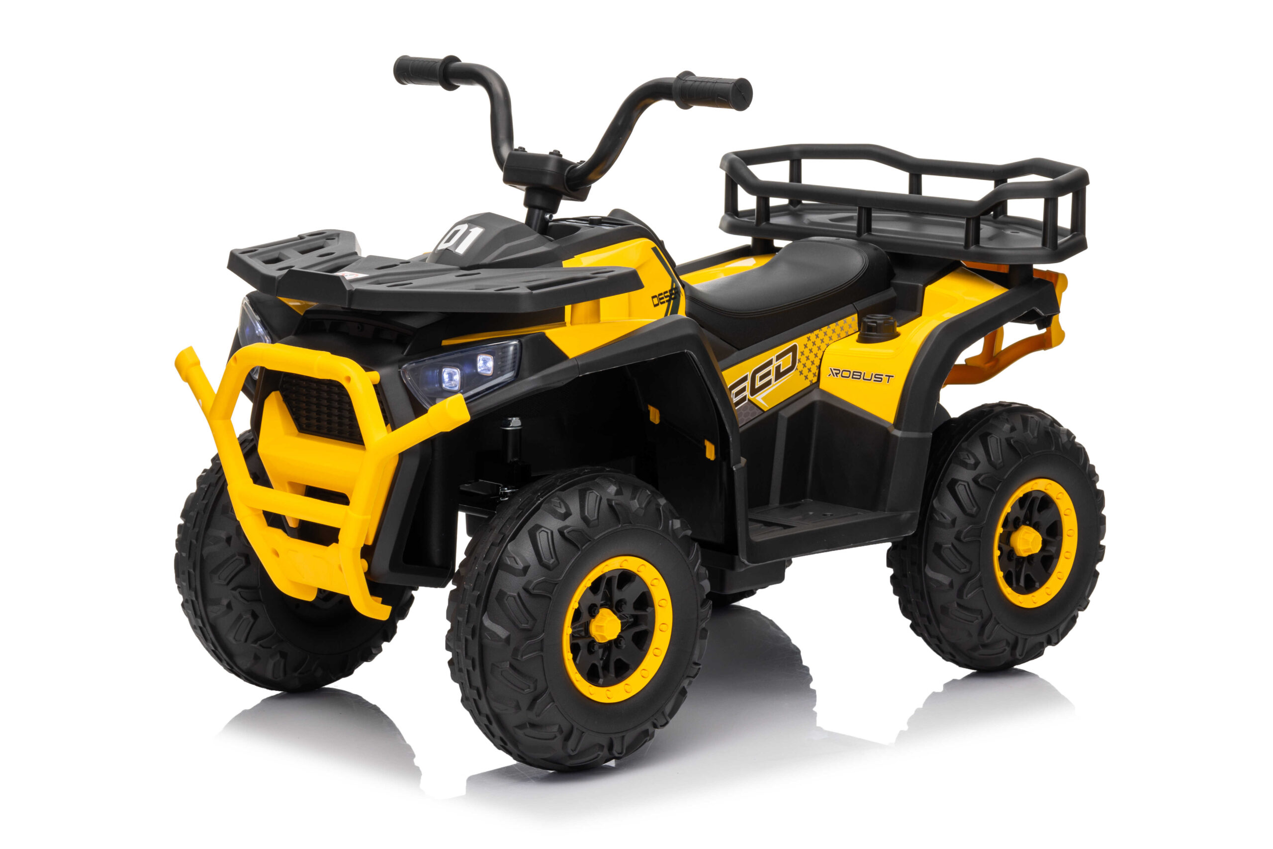 ATV electric pentru copii Mini Desert 12V 4x4 Galben, telecomanda parentala, Bluetooth