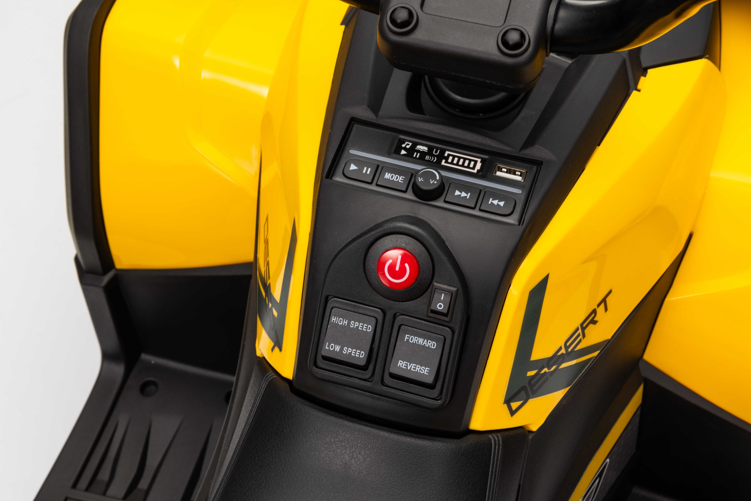 ATV electric pentru copii Mini Desert 12V 4x4 Galben, telecomanda parentala, Bluetooth - imagine 9