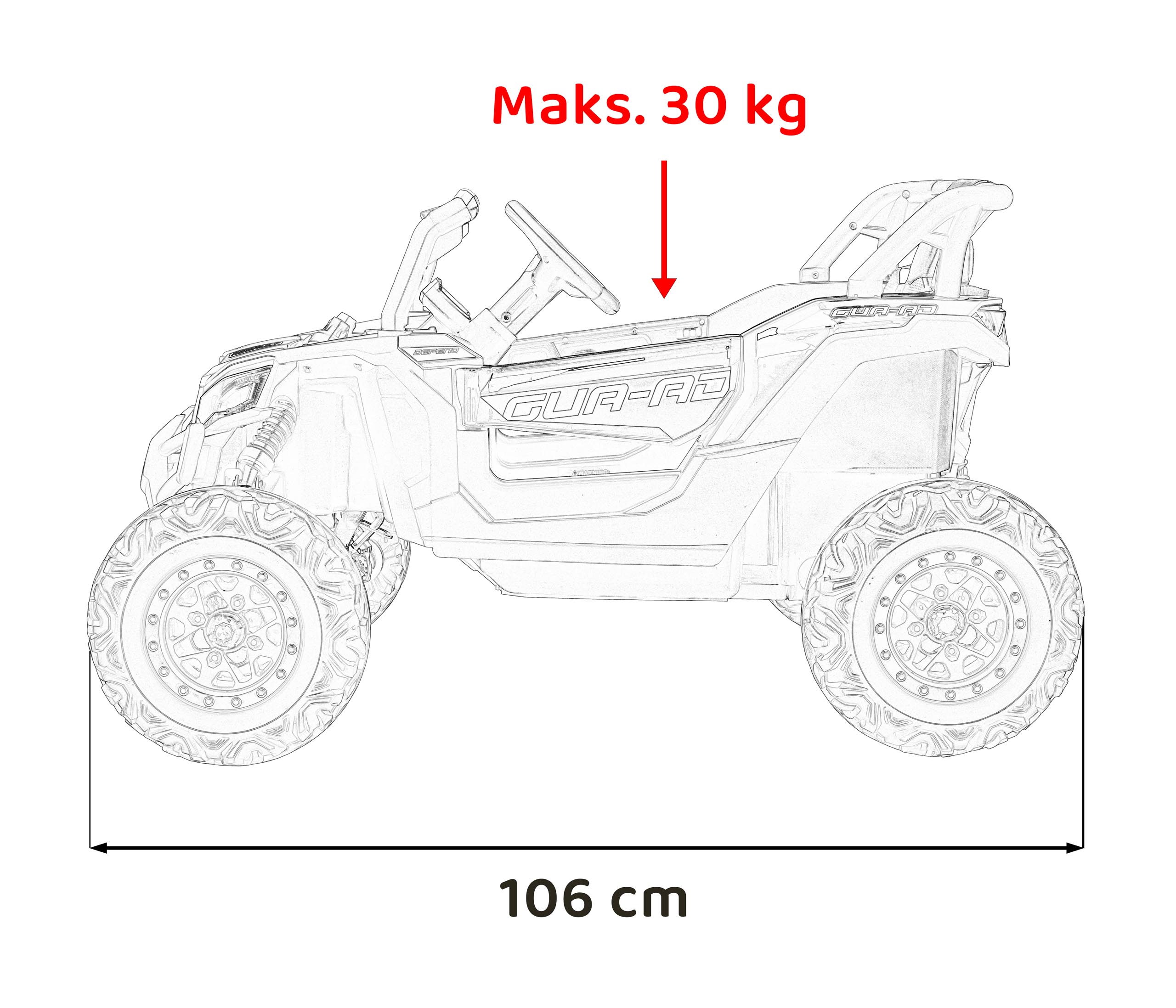 UTV electric pentru copii DEFEND 4x4 (105) Negru - imagine 5