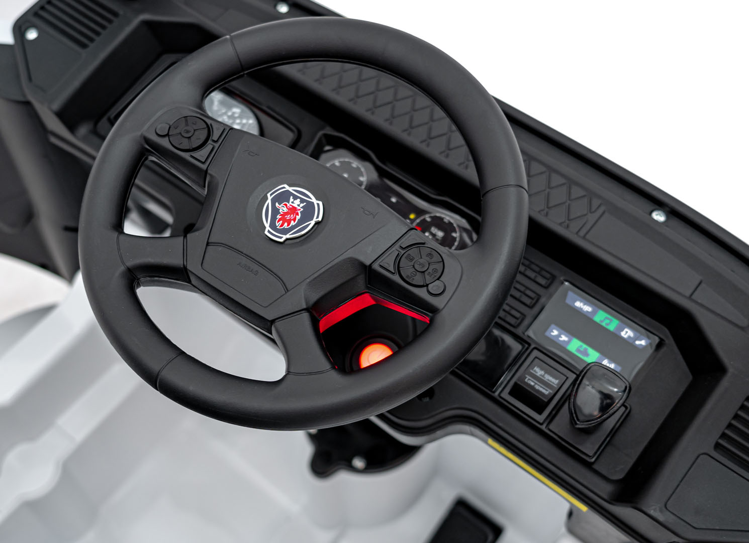 Camion electric pentru copii 1-5 ani Scania R-SERIA 4x4 140W (HL698) Alb - imagine 3
