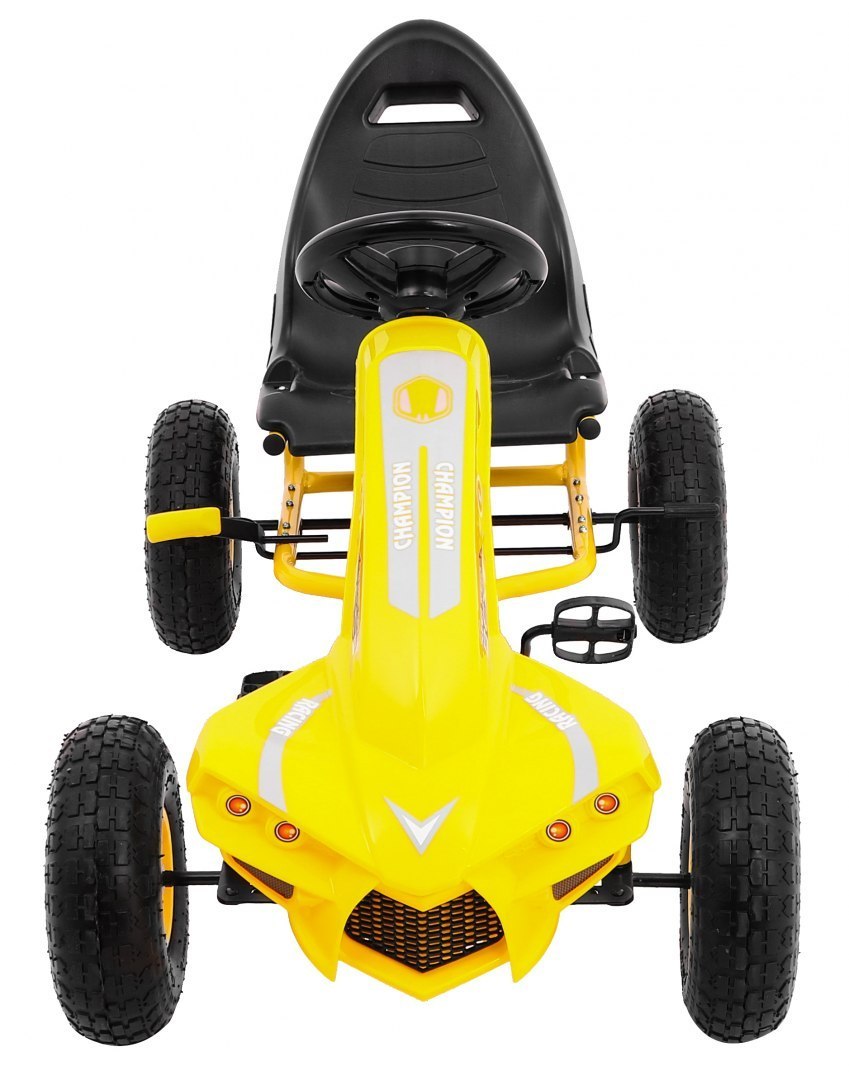 Kart cu pedale pentru copii Champion (A18) roti gonflabile Galben - imagine 2