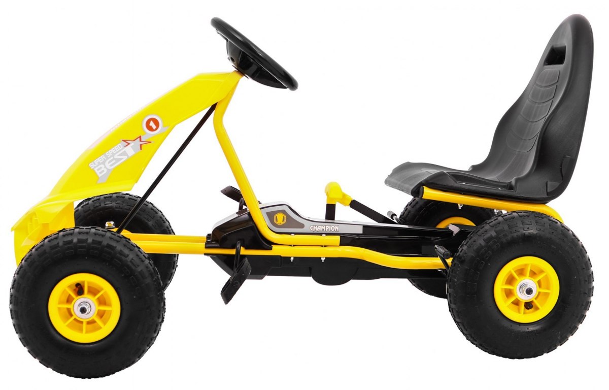 Kart cu pedale pentru copii Champion (A18) roti gonflabile Galben - imagine 5