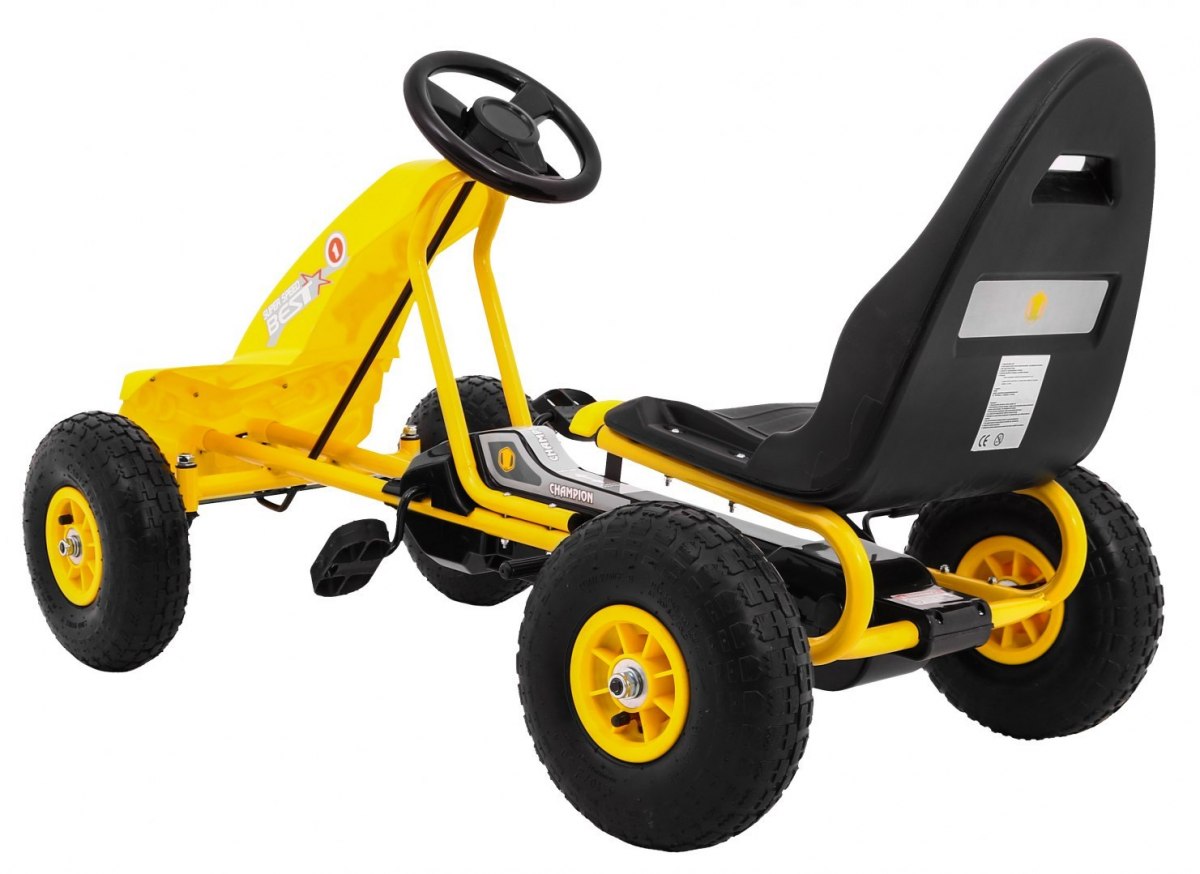 Kart cu pedale pentru copii Champion (A18) roti gonflabile Galben - imagine 4
