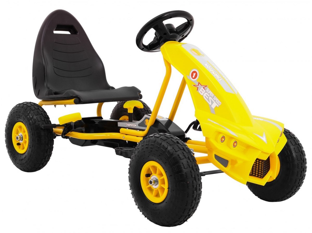 Kart cu pedale pentru copii Champion (A18) roti gonflabile Galben - imagine 9