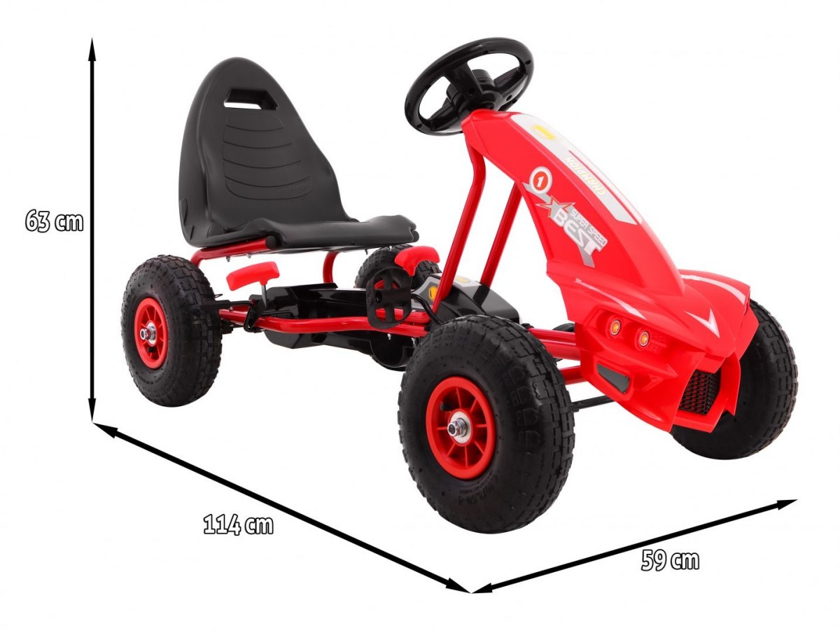 Kart cu pedale pentru copii Champion (A18) roti gonflabile, Rosu - imagine 2