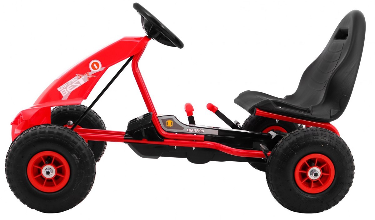 Kart cu pedale pentru copii Champion (A18) roti gonflabile, Rosu - imagine 3
