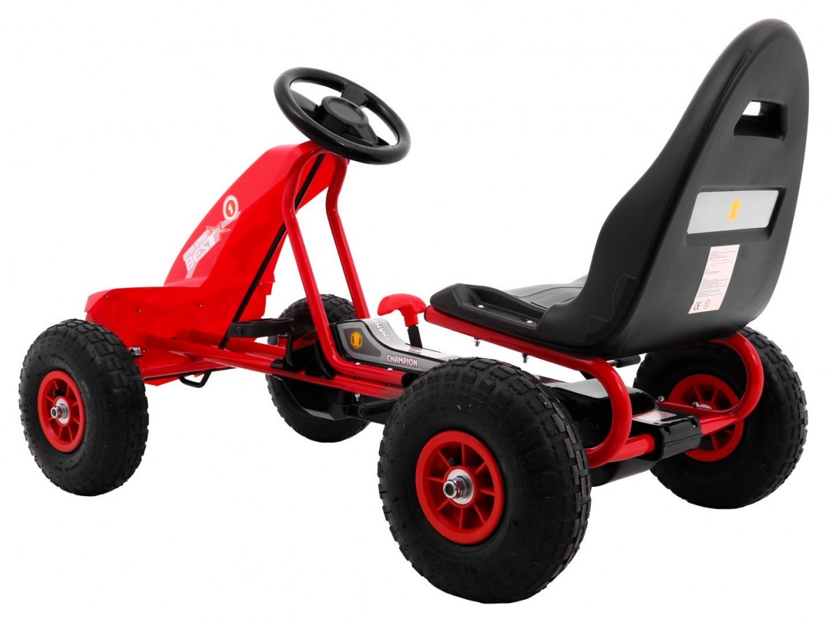 Kart cu pedale pentru copii Champion (A18) roti gonflabile, Rosu - imagine 7