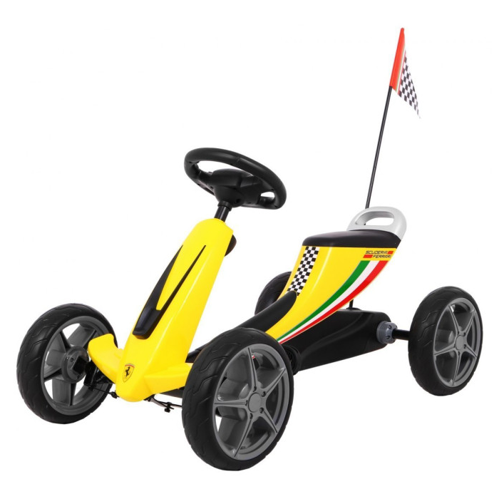 KART CU PEDALE PENTRU COPII FERRARI, Galben