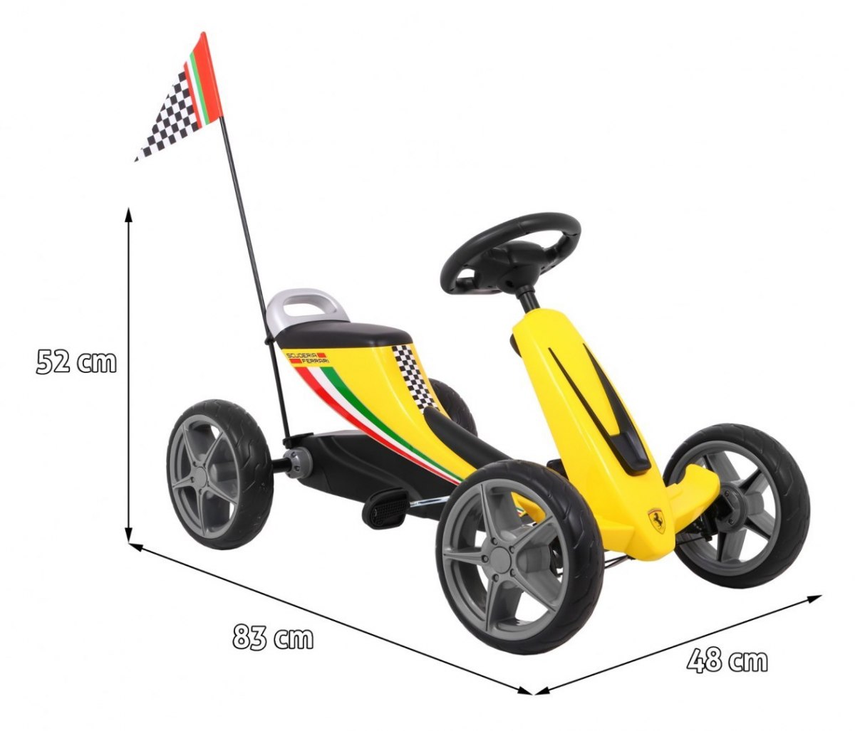 KART CU PEDALE PENTRU COPII FERRARI, Galben - imagine 2