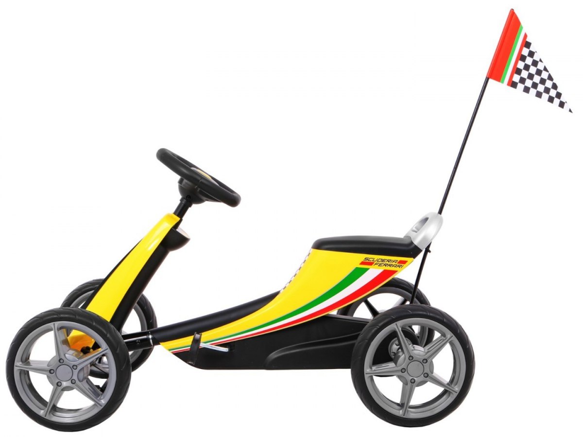 KART CU PEDALE PENTRU COPII FERRARI, Galben - imagine 5