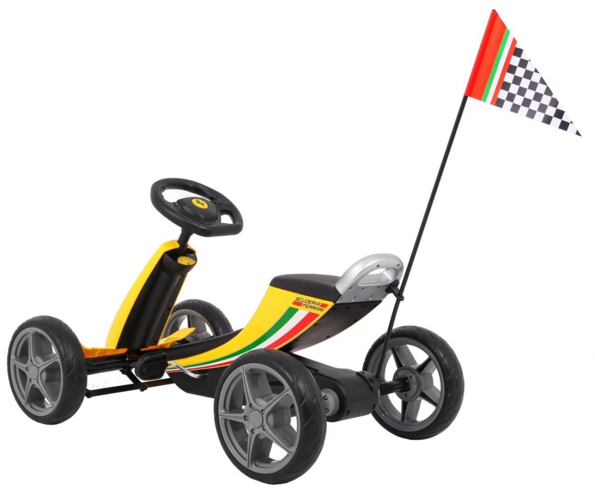 KART CU PEDALE PENTRU COPII FERRARI, Galben - imagine 6