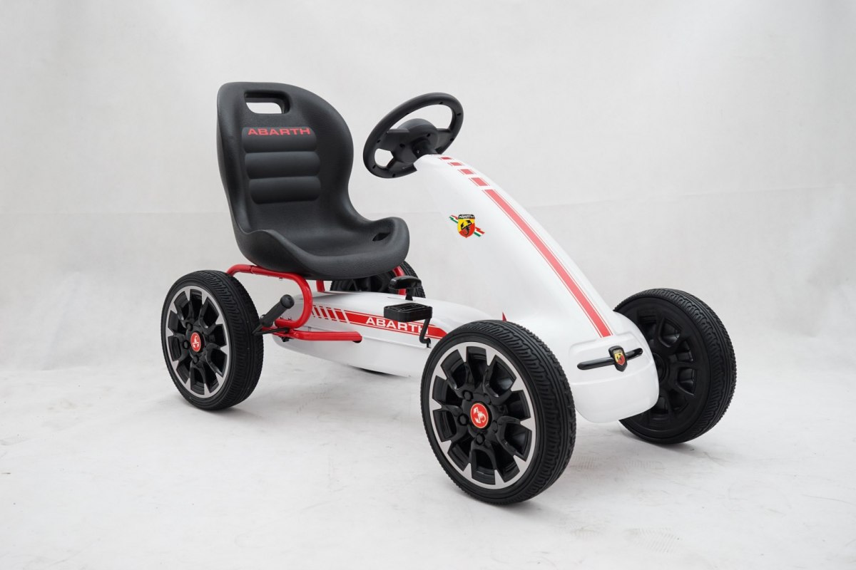 Kart cu pedale pentru copii FIAT500 ABARTH (9388) Alb - imagine 6