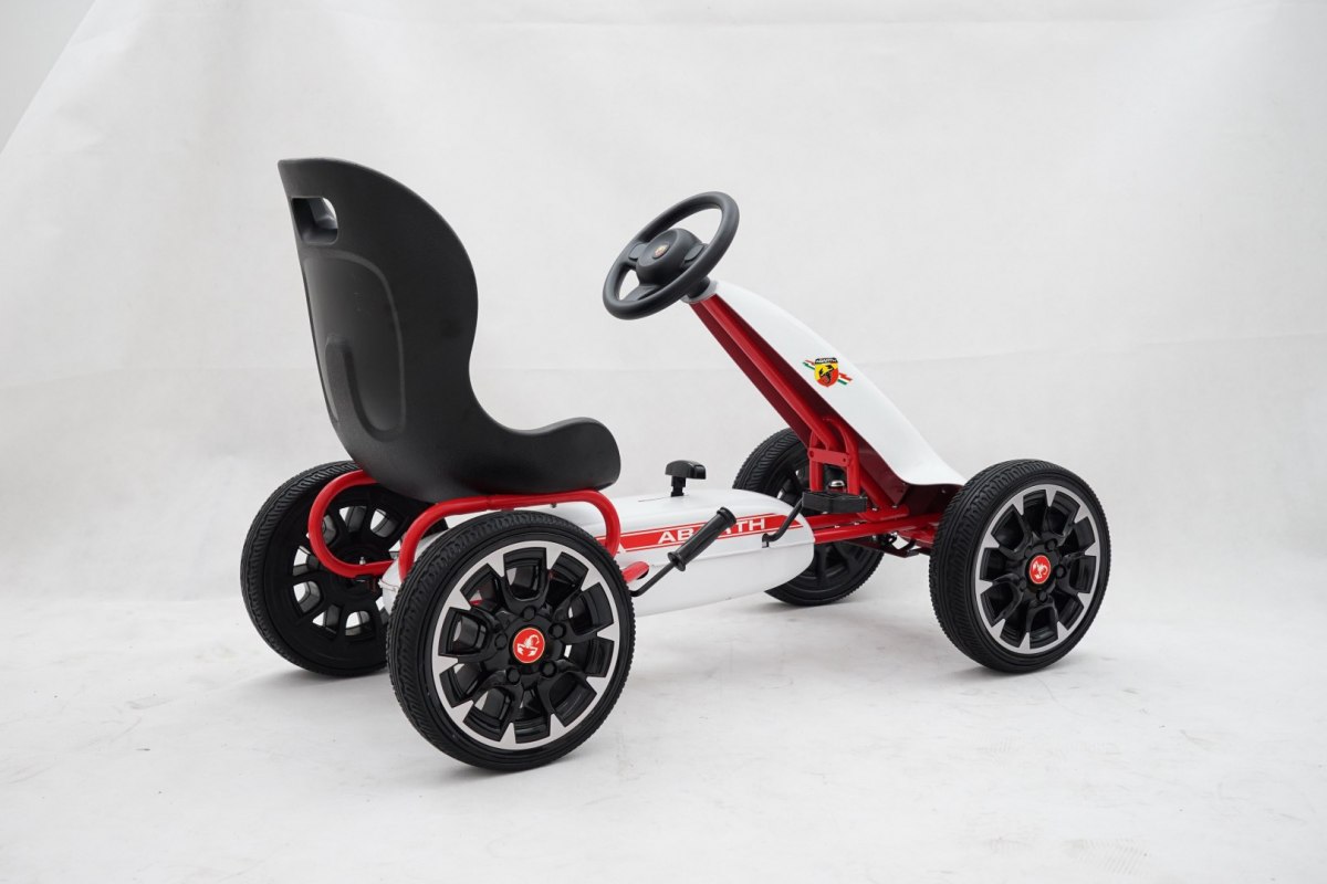 Kart cu pedale pentru copii FIAT500 ABARTH (9388) Alb - imagine 4