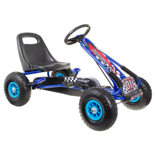 Kart cu pedale pentru copii A15, roti gonflabile, Albastru