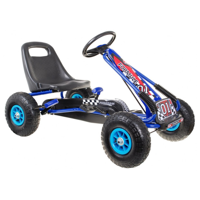 Kart cu pedale pentru copii A15, roti gonflabile, Albastru
