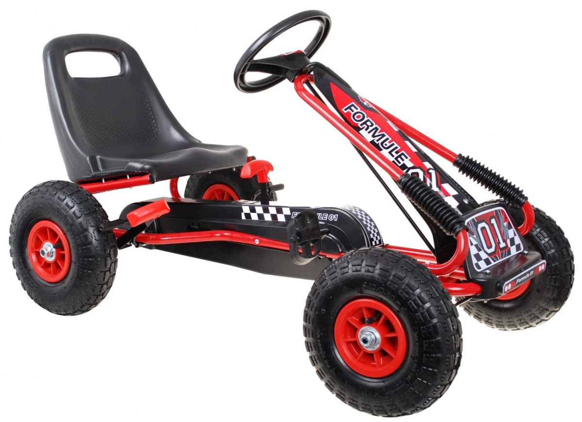 Kart cu pedale pentru copii A15, roti gonflabile, Rosu - imagine 2