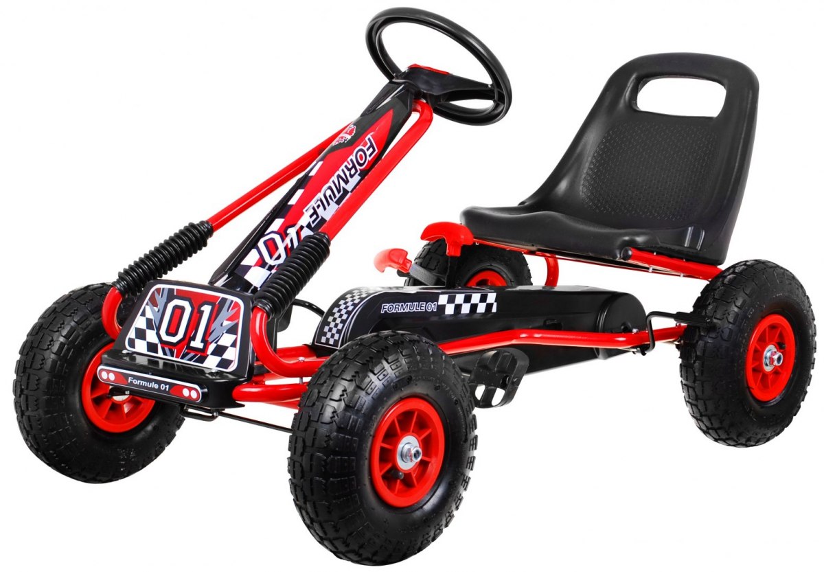 Kart cu pedale pentru copii A15, roti gonflabile, Rosu - imagine 3