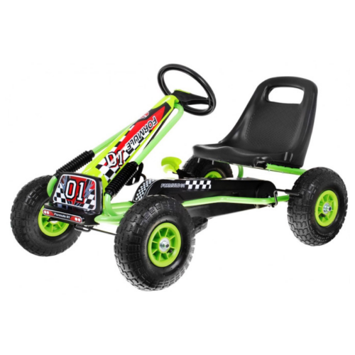 Kart cu pedale pentru copii A15, roti gonflabile, Verde