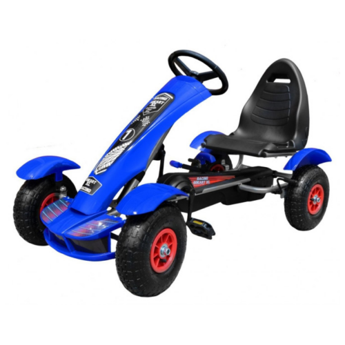 Kart cu pedale pentru copii (F618) cu roti gonflabile, Albastru