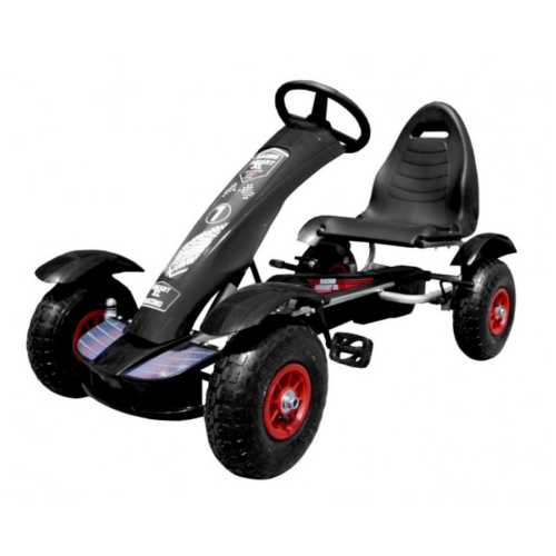 Kart cu pedale pentru copii (F618) cu roti gonflabile, Negru