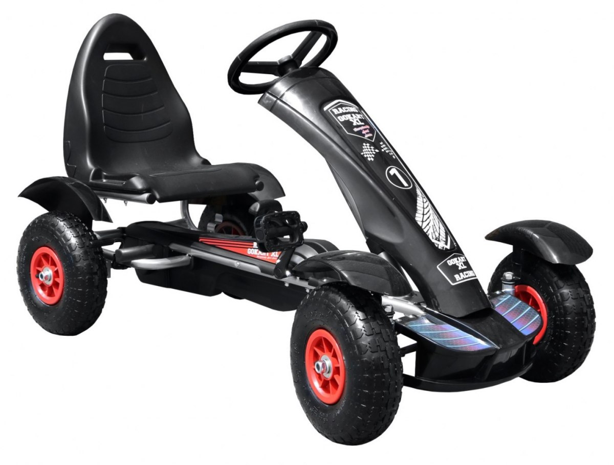 Kart cu pedale pentru copii (F618) cu roti gonflabile, Negru - imagine 4