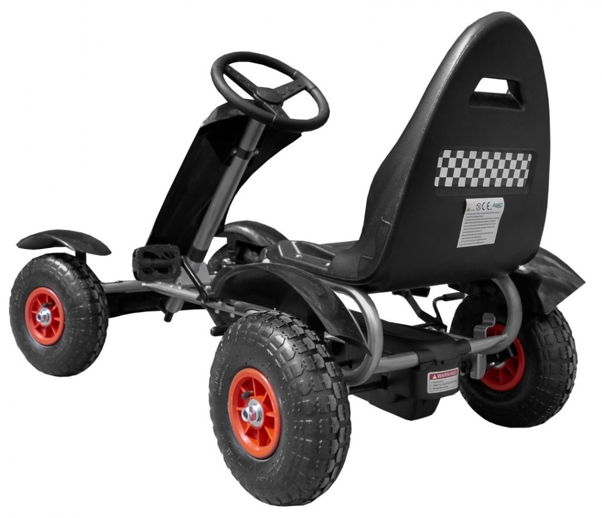 Kart cu pedale pentru copii (F618) cu roti gonflabile, Negru - imagine 5