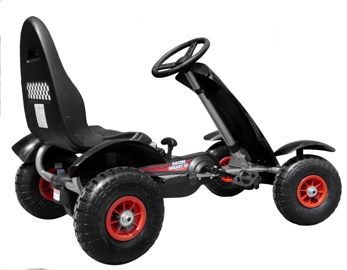 Kart cu pedale pentru copii (F618) cu roti gonflabile, Negru - imagine 6