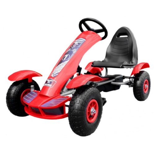 Kart cu pedale pentru copii (F618) cu roti gonflabile, Rosu