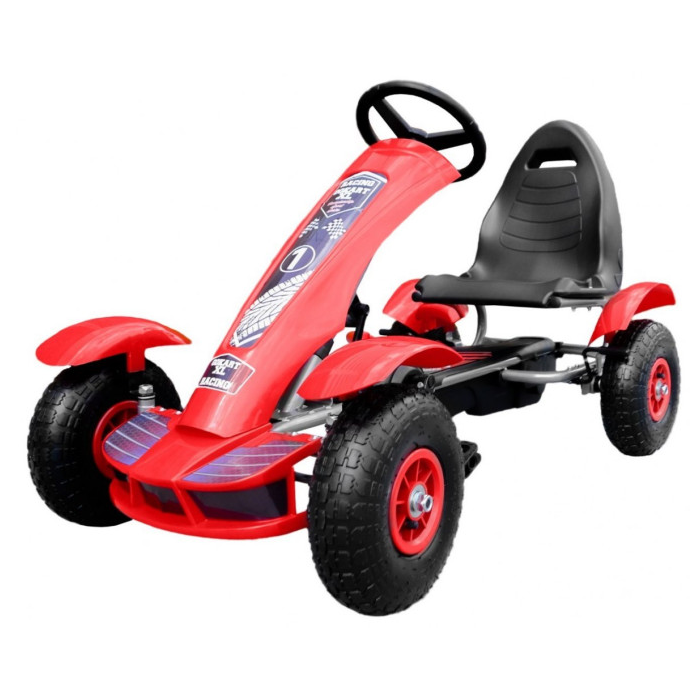 Kart cu pedale pentru copii (F618) cu roti gonflabile, Rosu