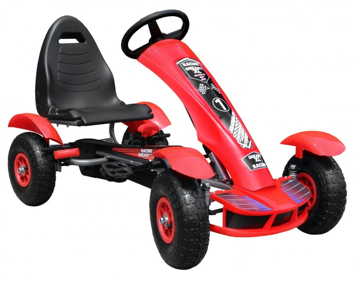 Kart cu pedale pentru copii (F618) cu roti gonflabile, Rosu - imagine 3