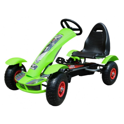 Kart cu pedale pentru copii (F618) cu roti gonflabile, Verde