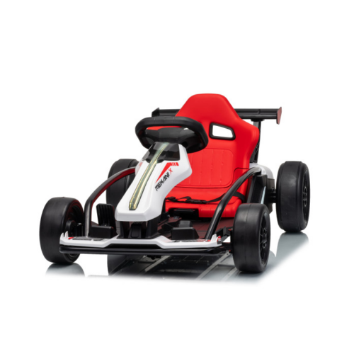 Kart electric pentru copii Drift Mekani-X 24V 600W, cu viteza maxima 15 km/h, scaun sportiv reglabil, Alb