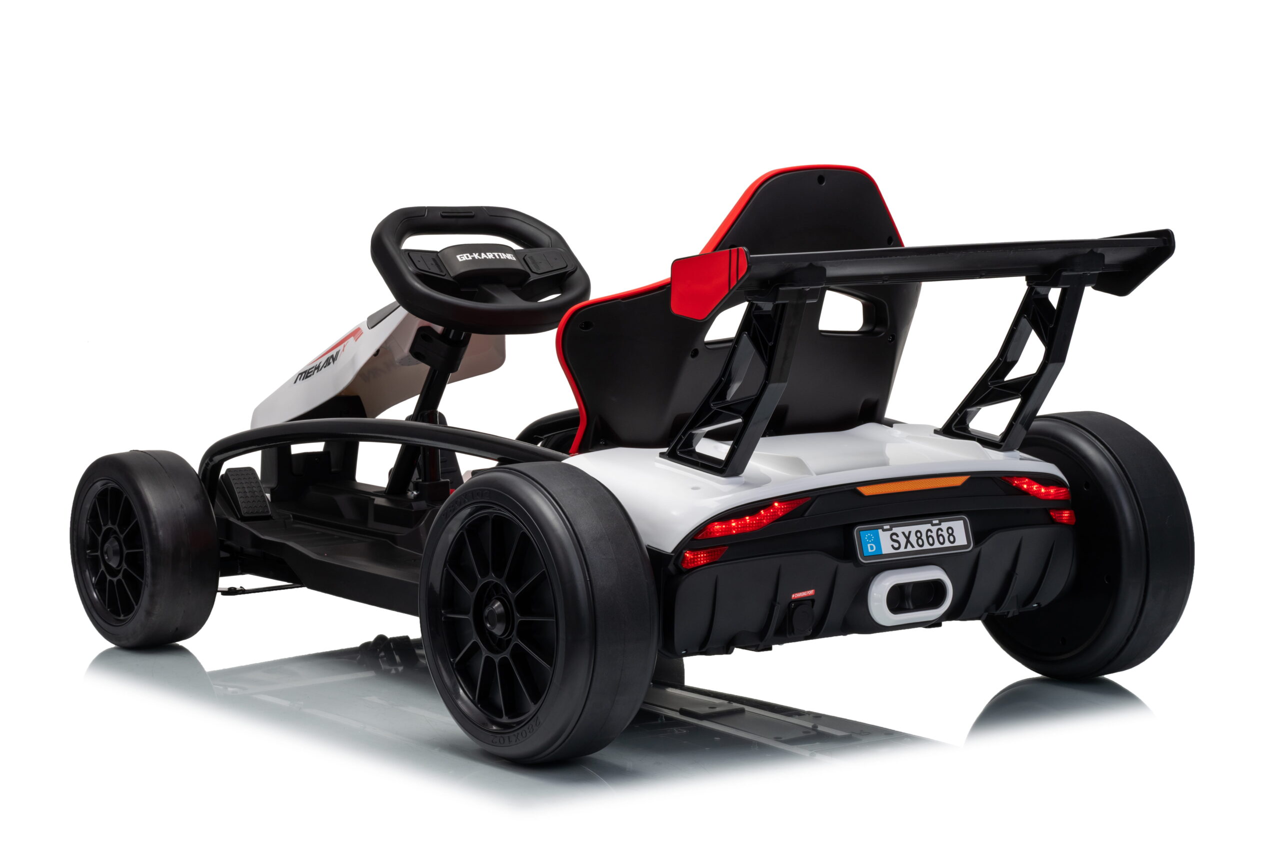 Kart electric pentru copii Drift Mekani-X 24V 600W, cu viteza maxima 15 km/h, scaun sportiv reglabil, Alb - imagine 9