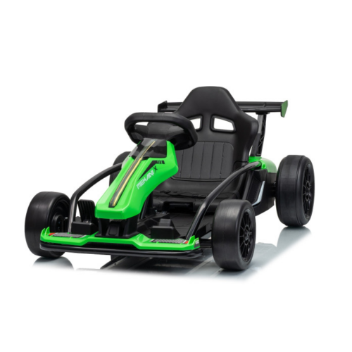 Kart electric pentru copii Drift Mekani-X 24V 600W, cu viteza maxima 15 km/h, scaun sportiv reglabil, Verde