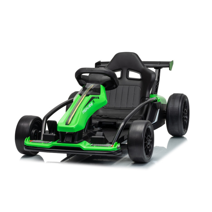 Kart electric pentru copii Drift Mekani-X 24V 600W, cu viteza maxima 15 km/h, scaun sportiv reglabil, Verde