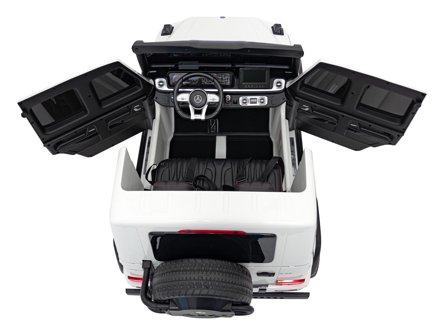 Masina electrica pentru copii cu 2 locuri, Mercedes AMG G63 XXL 24V 800W 4x4 ecran LCD, echipare Lux (G63-mp4) Alb - imagine 5