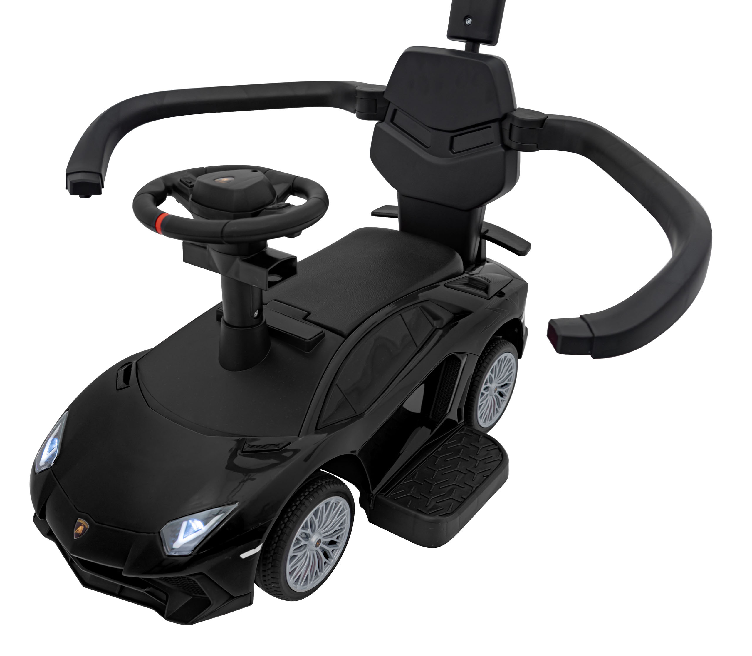 Masinuta de impins cu maner parental Lamborghini Aventador (8810) Negru - imagine 2