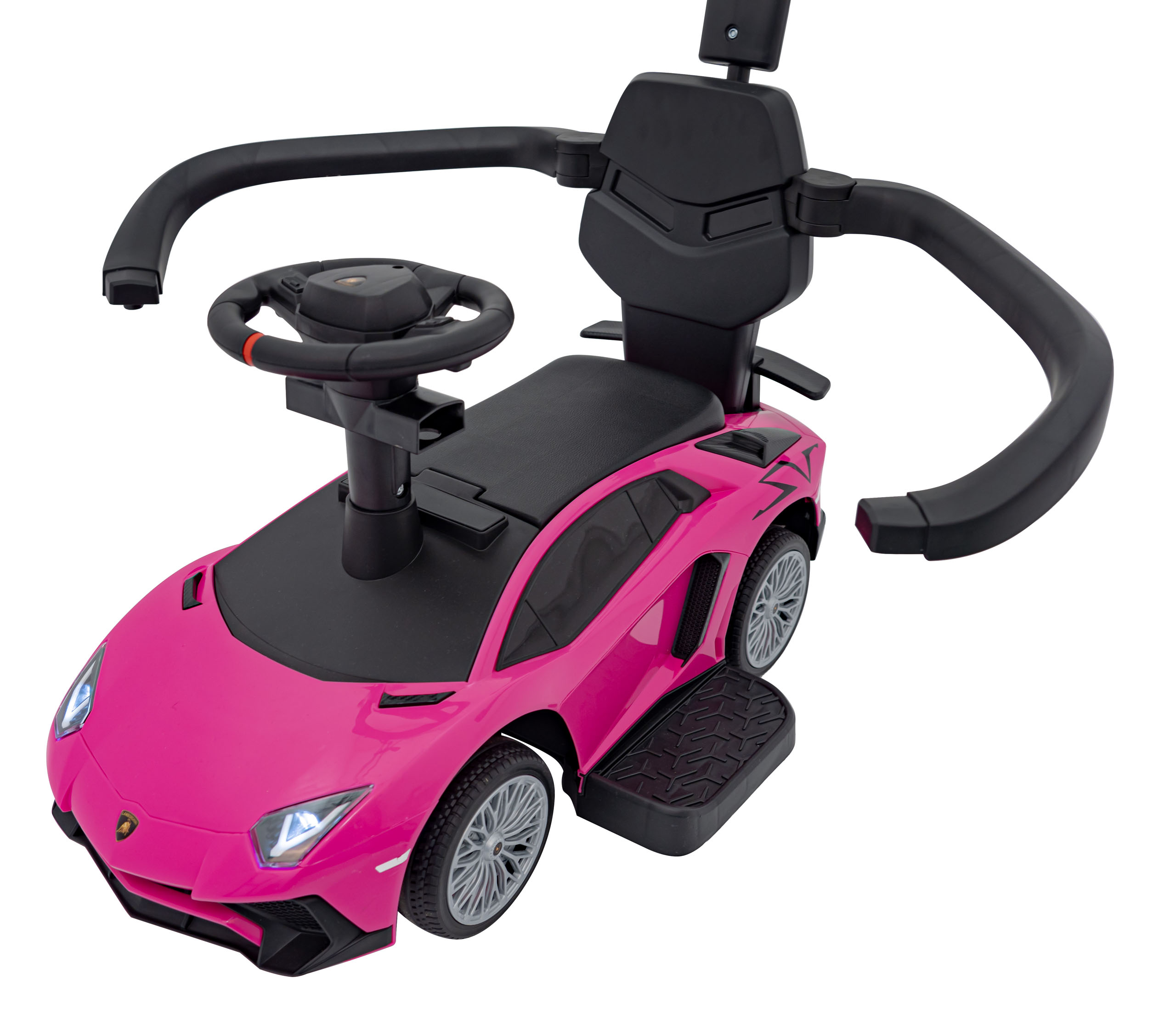 Masinuta de impins cu maner parental Lamborghini Aventador (8810) Roz - imagine 5