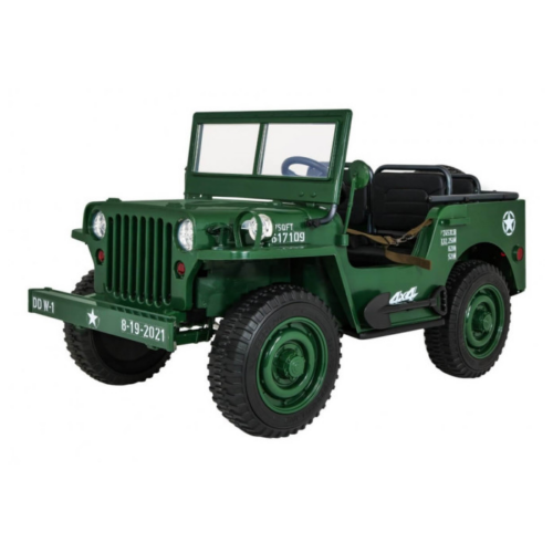 Masinuta electrica pentru copii JEEP Militar cu 3 locuri 4×4 (101) Verde inchis