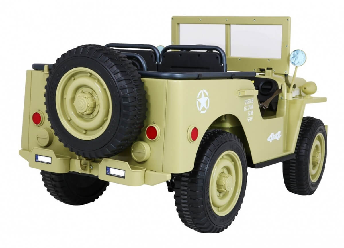Masinuta electrica pentru copii JEEP Militar cu 3 locuri 4x4 (101) Bej - imagine 3