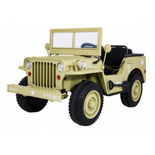 Masinuta electrica pentru copii JEEP Militar cu 3 locuri 4×4 (101) Bej