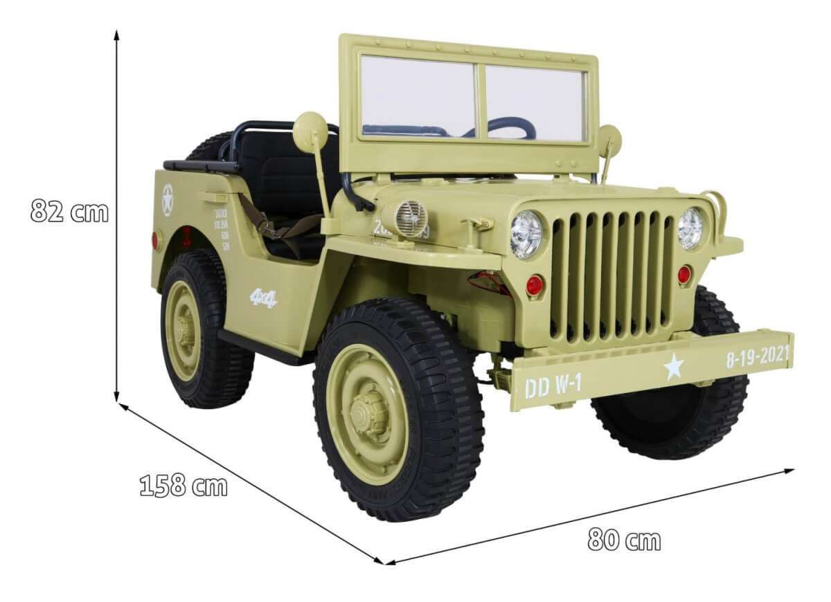 Masinuta electrica pentru copii JEEP Militar cu 3 locuri 4x4 (101) Bej - imagine 2