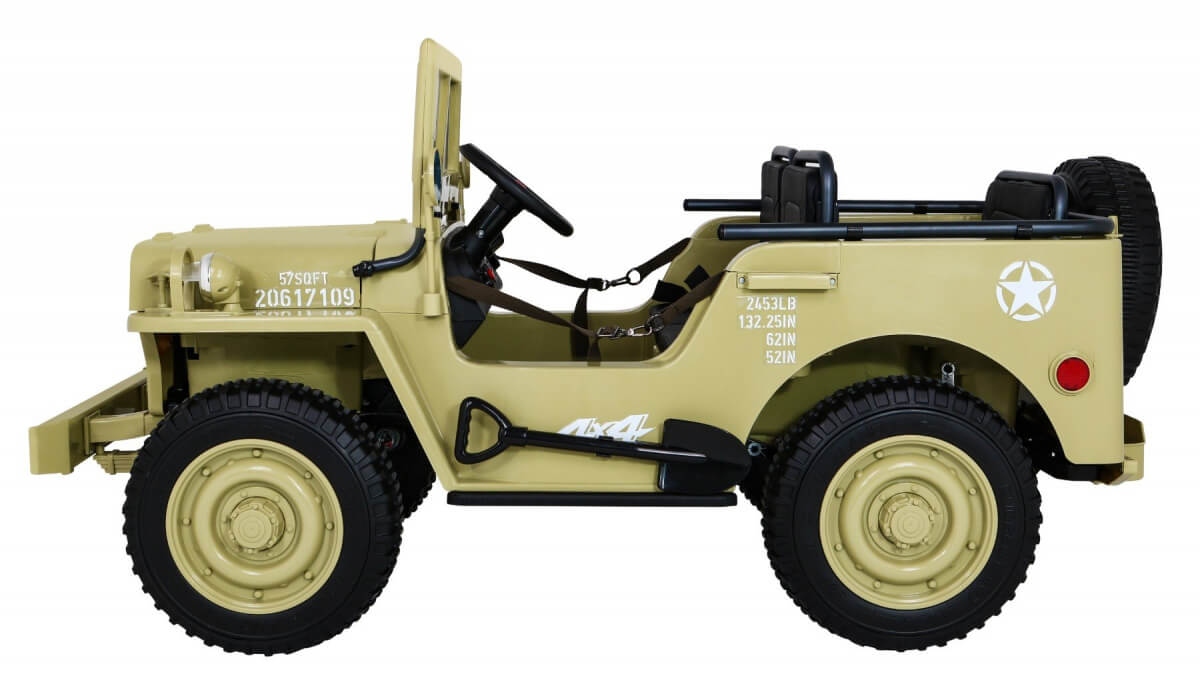 Masinuta electrica pentru copii JEEP Militar cu 3 locuri 4x4 (101) Bej - imagine 5