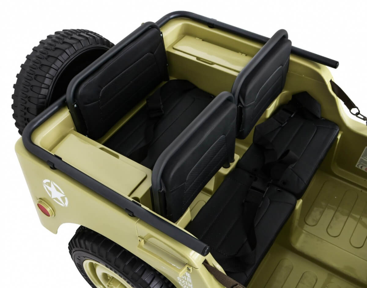Masinuta electrica pentru copii JEEP Militar cu 3 locuri 4x4 (101) Bej - imagine 7