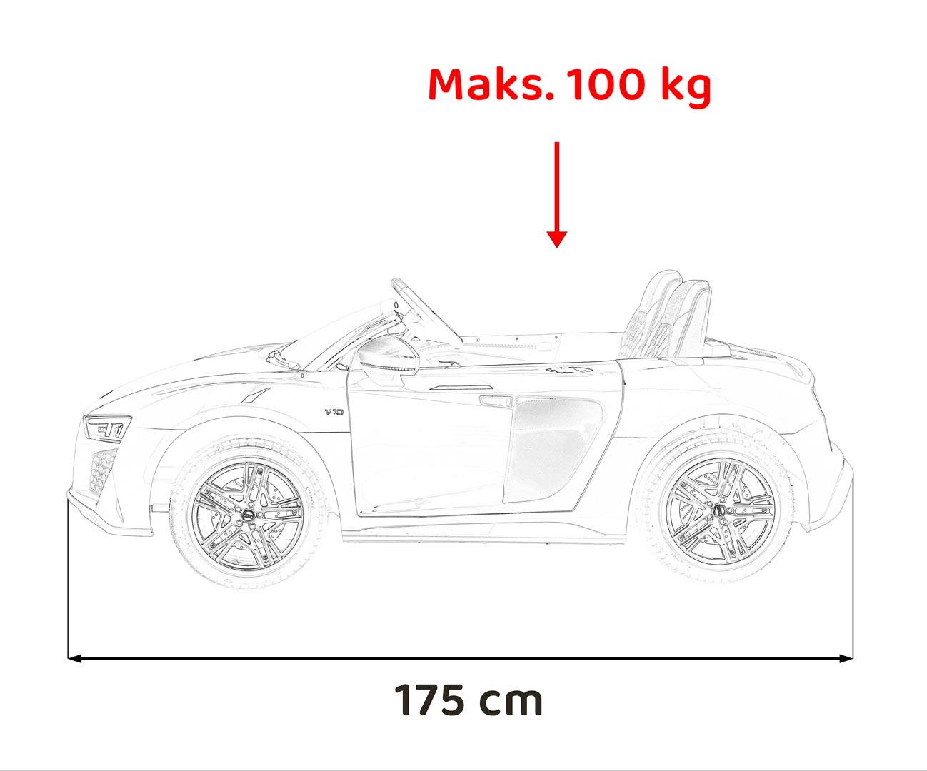 Masinuta electrica pentru copii 2 locuri cu sarcina pana la 100kg si viteza max 15km/h Audi R8 Spyder 24V (A3000) Alb - imagine 7